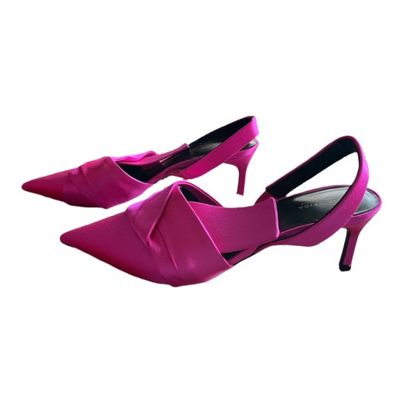 Via Spiga Gem satin kitten heels with large bow detail size 7.5 NWOT - Picture 5 of 8